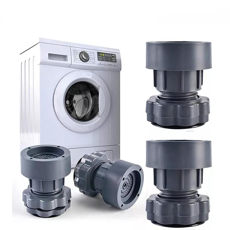 4 Pcs Adjustable Anti-Vibration Pads for Washing Machine & Dryer | Heavy Duty Shock Absorber & Anti-Slip Rubber Feet | Height Adjustable Leveling Support Stand