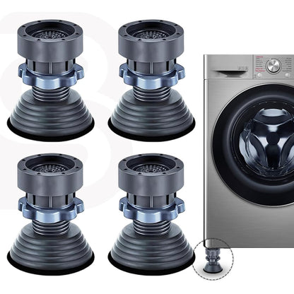 Anti Vibration Pads for Washing Machine | Heavy Duty Rubber Feet with Suction Cups | Shock Absorber Noise Cancelling | Height Adjustable & Anti-Slip Base for Stability (4 Pcs)