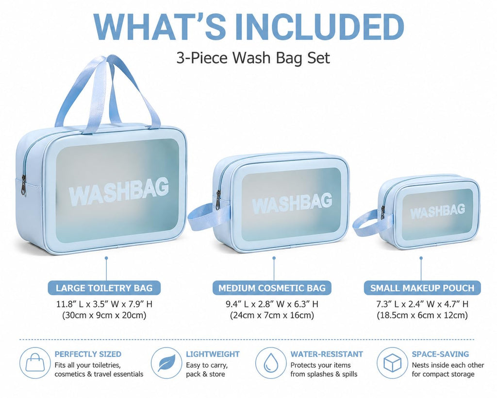 Waterproof Cosmetic Bags Set of 3-Piece