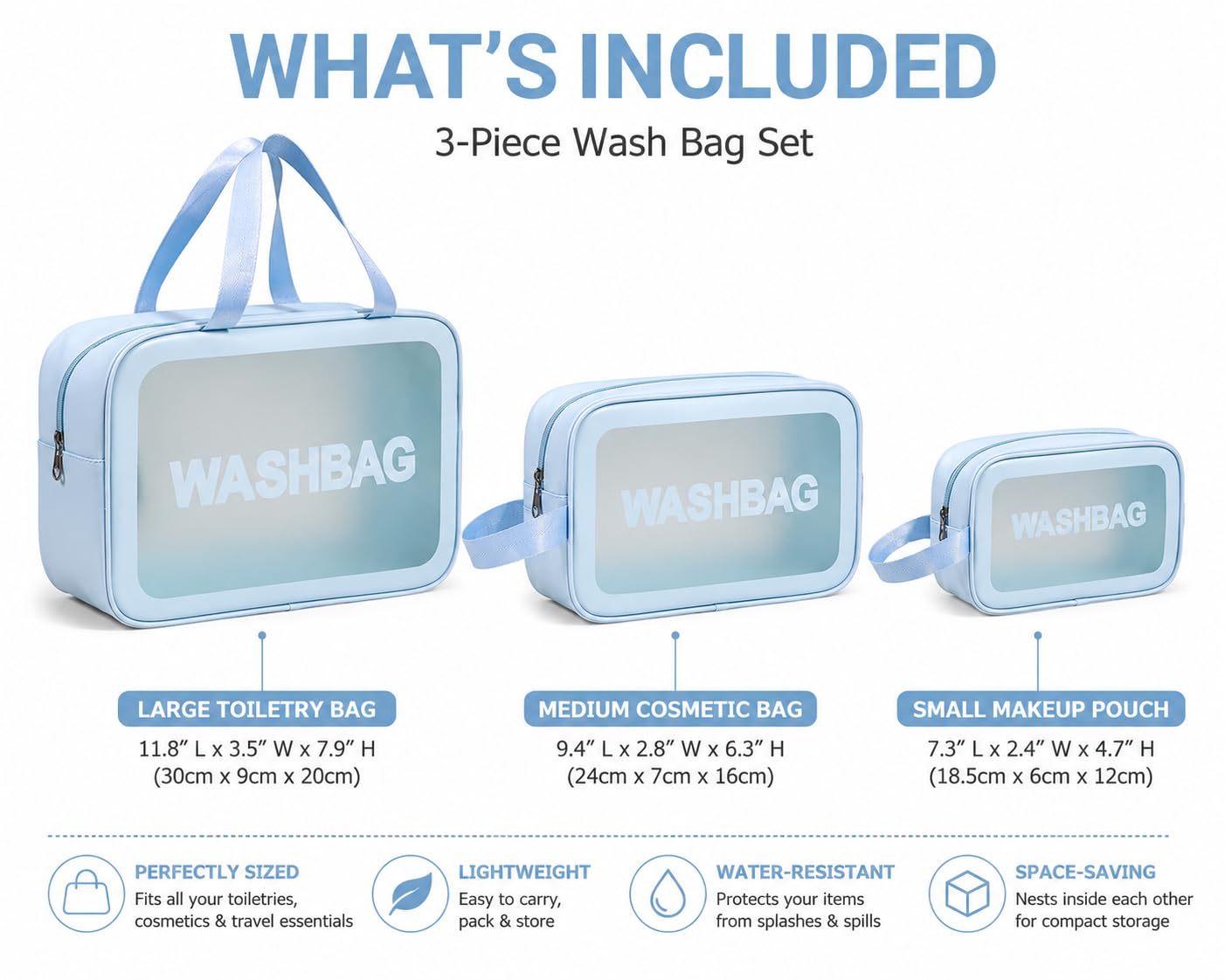 Waterproof Cosmetic Bags Set of 3-Piece