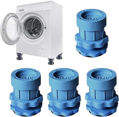 Washing Machine Vibration Pads, Floor Trays, Refrigerator Stand, Height Adjustment Feet Fridge with Anti-Slip Rubber | Blue | 4 Pcs Set