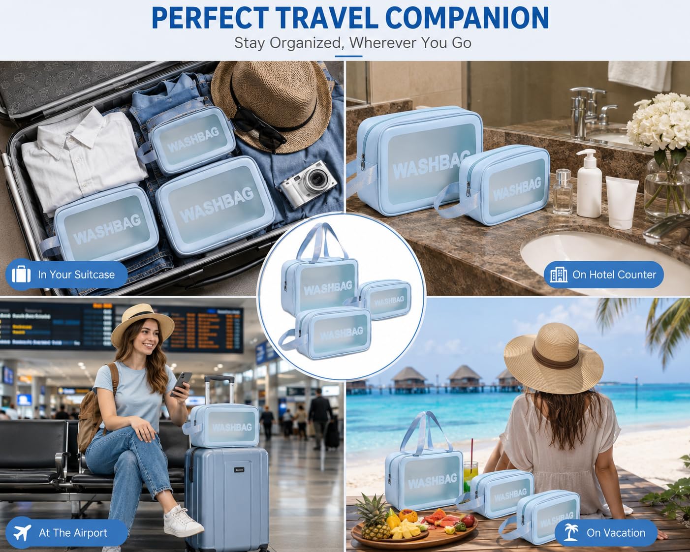 Waterproof Cosmetic Bags Set of 3-Piece