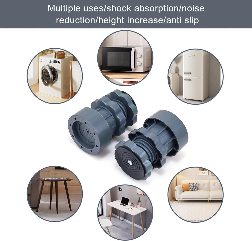 Adjustable Washing Machine Stand with Anti-Vibration Pads (Pack of 4)