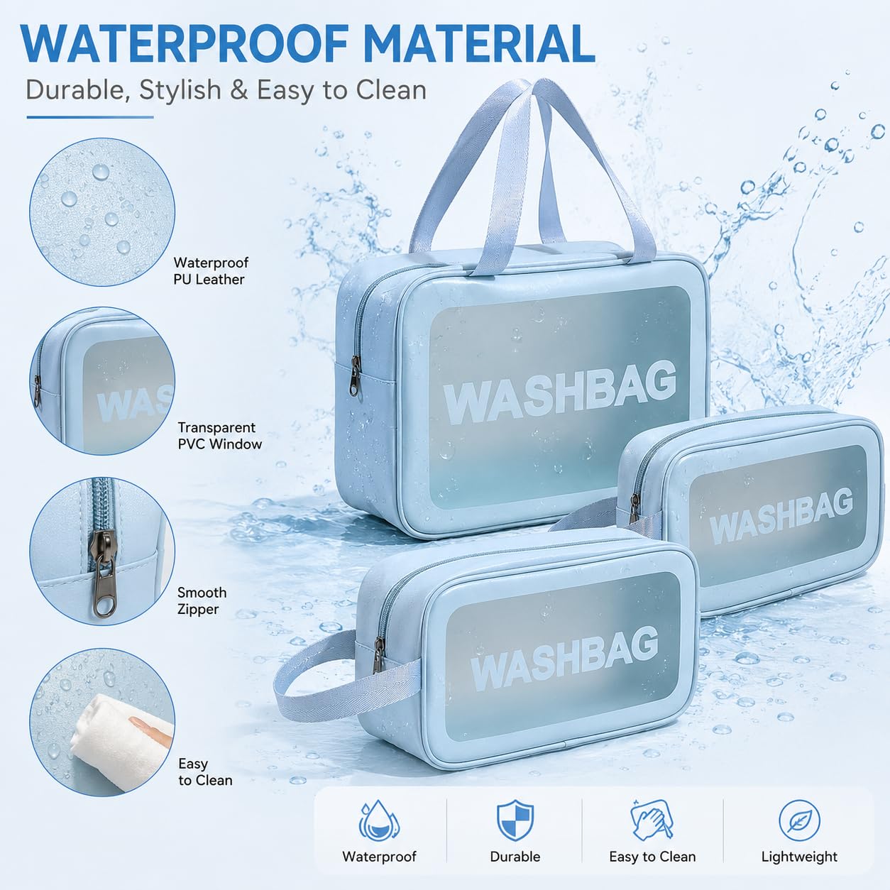Waterproof Cosmetic Bags Set of 3-Piece