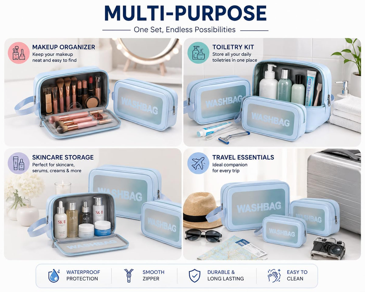 Waterproof Cosmetic Bags Set of 3-Piece