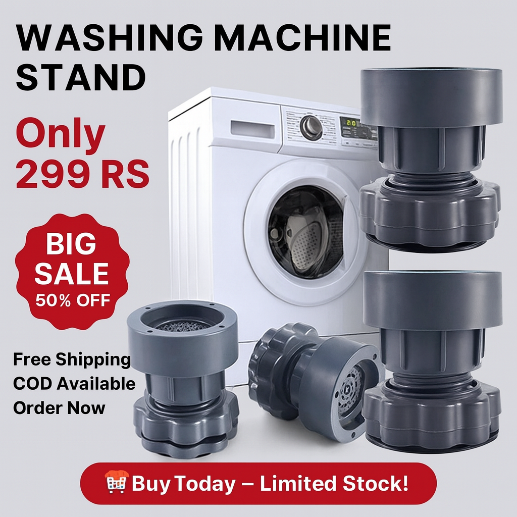 Washing Machine Vibration Pads, Floor Trays, Refrigerator Stand, Washing Machine Stand,Height Adjustment Feet for Refrigerators, Fridge Stands with Anti-Slip Rubber (4 Pcs Set)