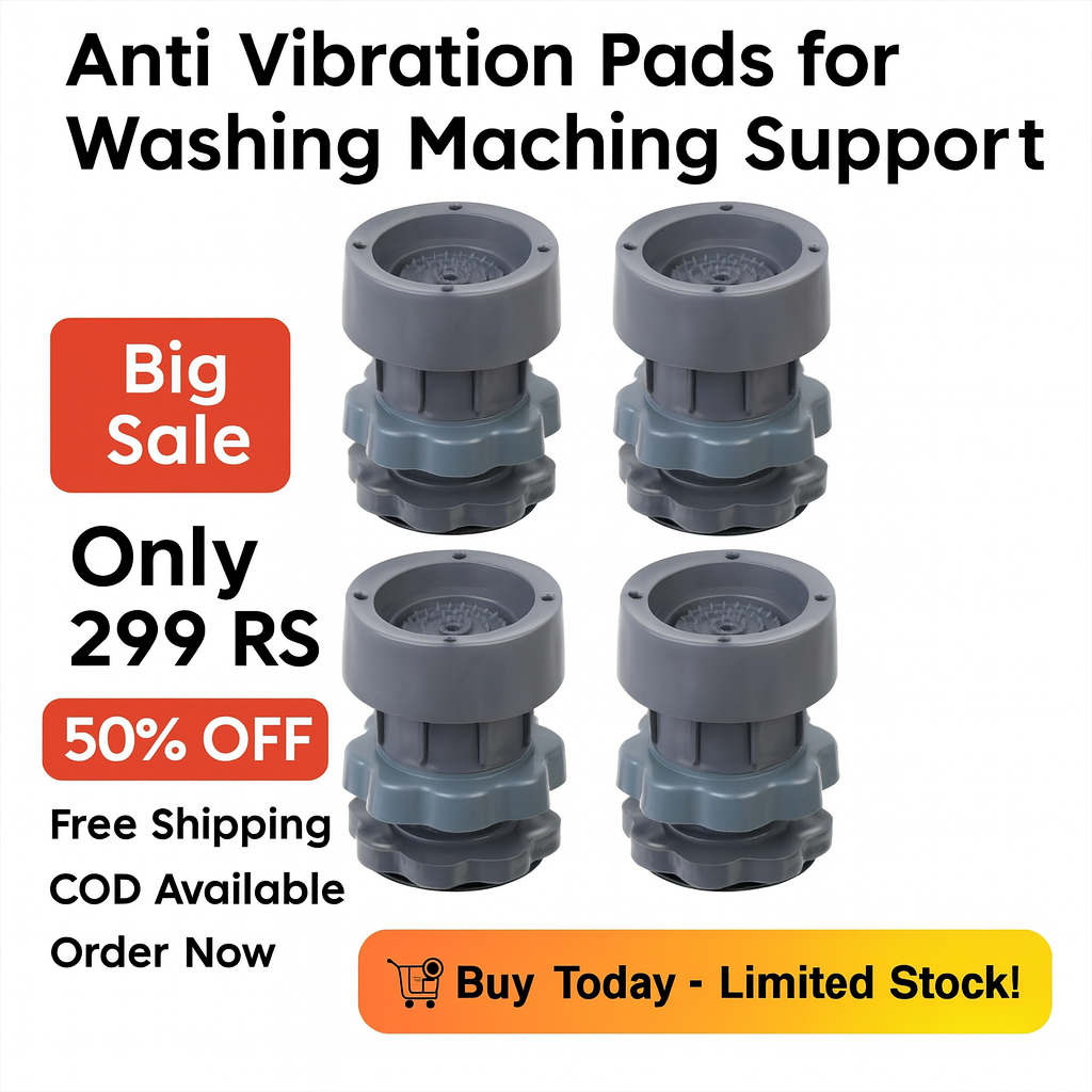Adjustable Washing Machine Stand with Anti-Vibration Pads (Pack of 4)