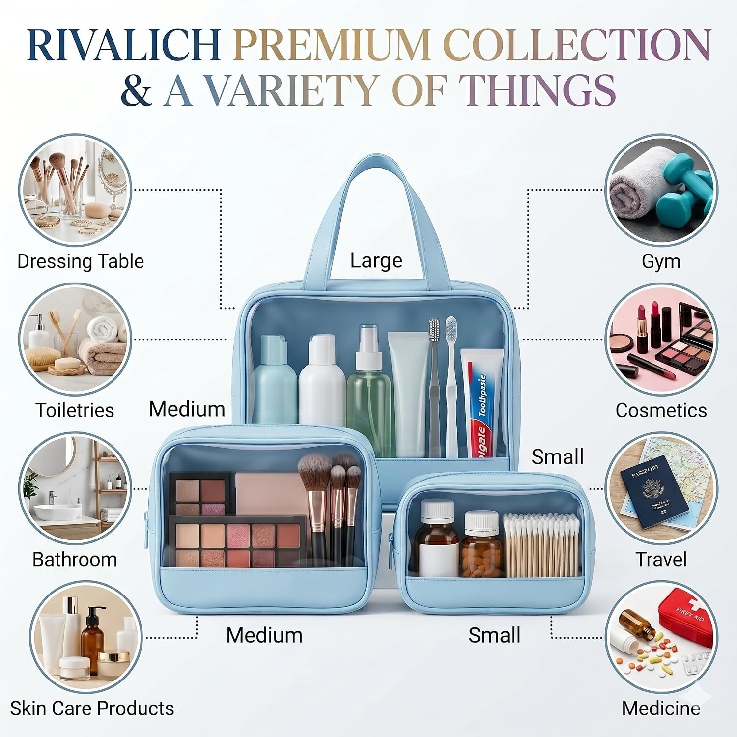Waterproof Cosmetic Bags Set of 3-Piece