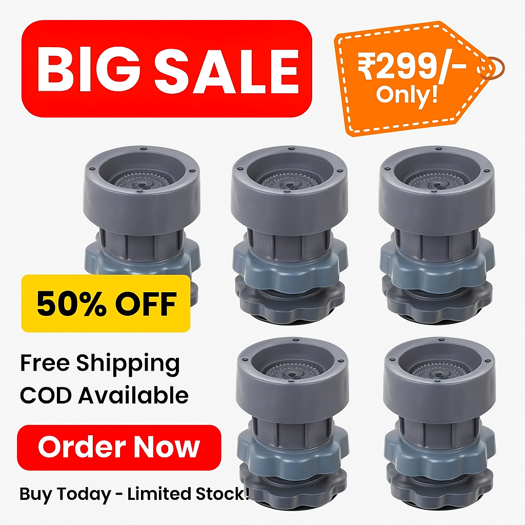 Washing Machine Vibration Pads, Floor Trays, Washing Machine Stand,Height Adjustment Feet for Refrigerators, Fridge Stands with Anti-Slip Rubber (4 Pcs Set) (2025 Design)