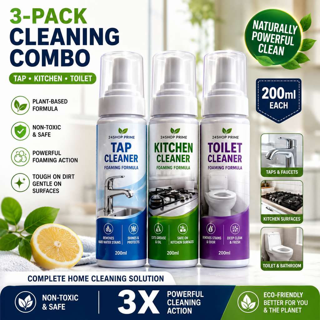 3-Pack Kitchen Cleaner, Tap Cleaner & Toilet Cleaner Combo